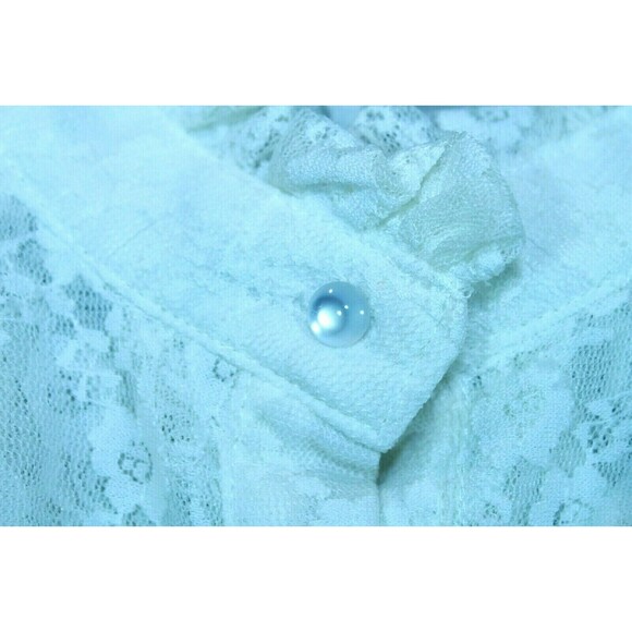 TOV Holy Blouse White Lace Top Shear Button Front Womens Size S - Picture 5 of 7